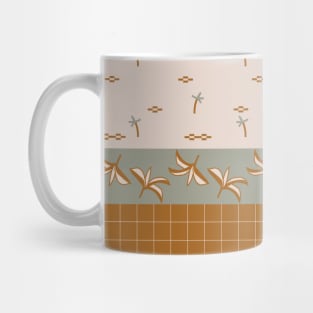 tropical boho tribal grid and plants pattern 2 Mug